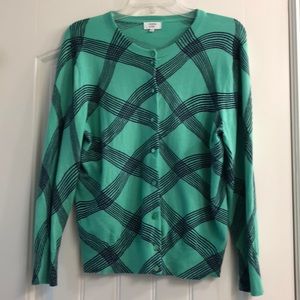 Green and navy cardigan